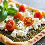 레바논 만우쉬 전통 피자 와 페타 치즈 조합 - **Prompt: A close-up, mouth-watering shot of a freshly baked Manoushe with Feta cheese, resting on a...