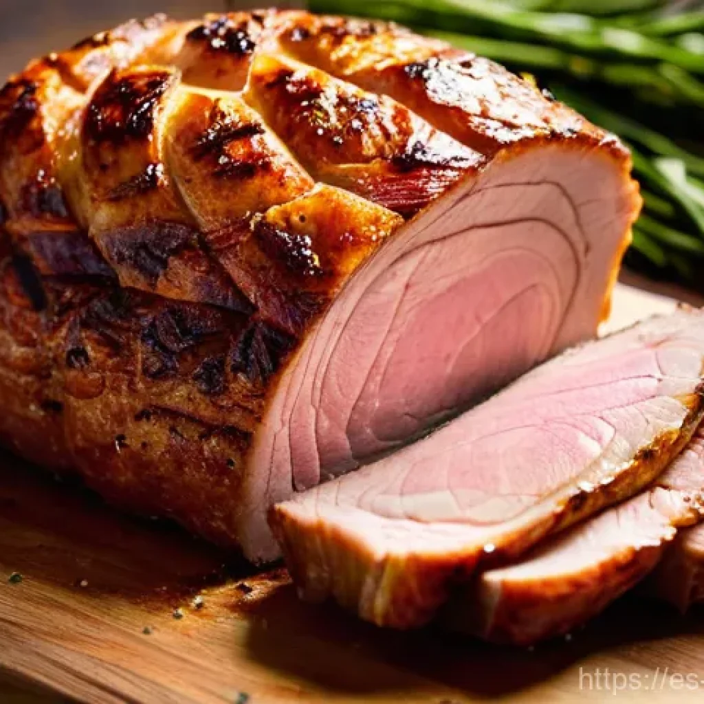 덴마크 플래스크스테그 샌드위치 레시피 - The Star of the Feast: Golden Flæskesteg Roast**
* **Subject:** A magnificent, freshly roasted Fl...