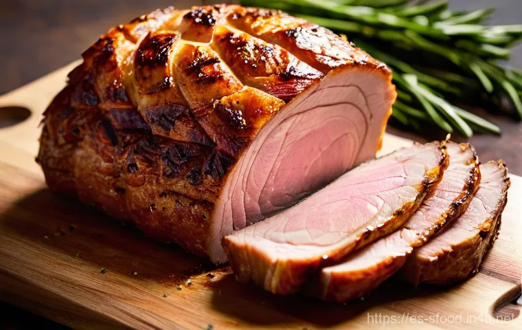 덴마크 플래스크스테그 샌드위치 레시피 - The Star of the Feast: Golden Flæskesteg Roast**
* **Subject:** A magnificent, freshly roasted Fl...